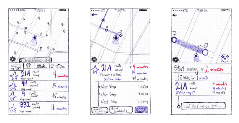 BusyBus wireframe sketches