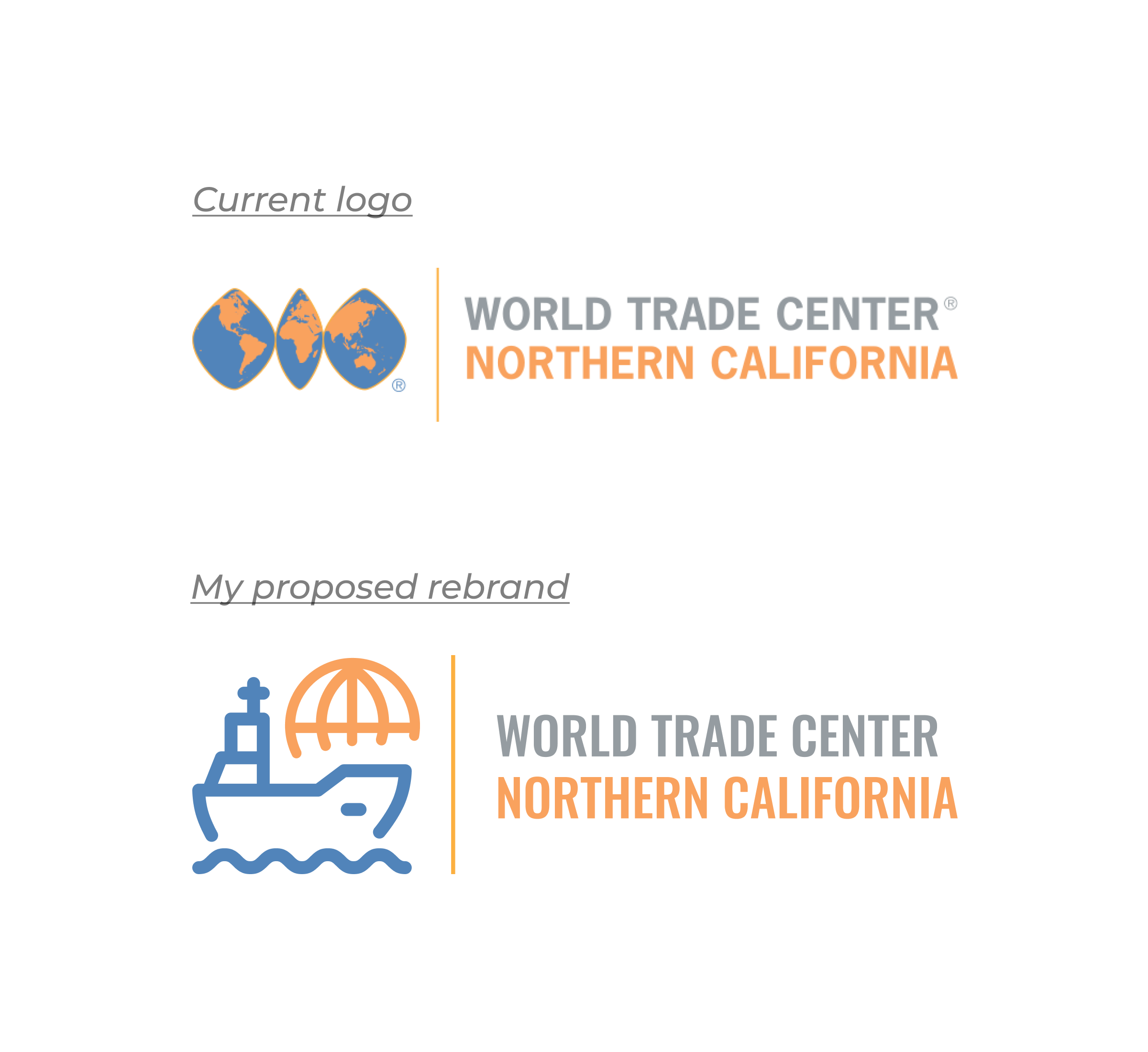 current and redeigned logo for World Trade Center NorCal